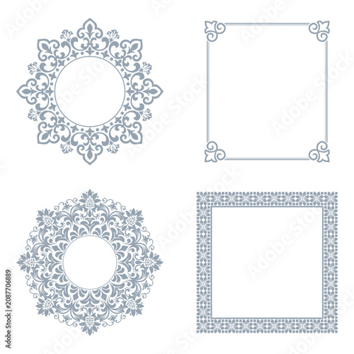 Konstfotografi Set of decorative frames Elegant vector element for design in Eastern style, place for text