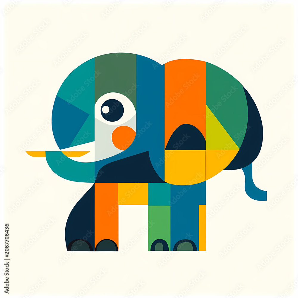 Fototapeta premium Colorful Geometric Elephant Illustration