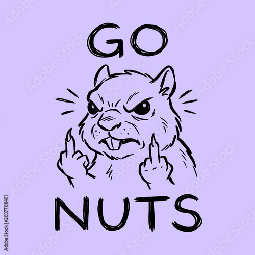 Fotografie angry squirrel giving middle fingers.