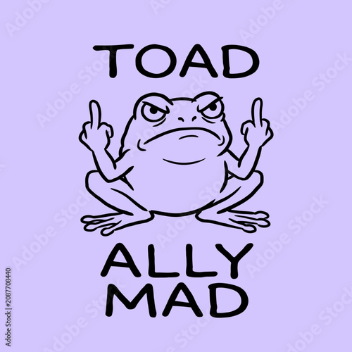 Canvastavla Furious toad with rude gesture.