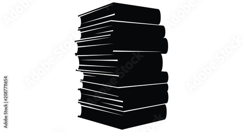 Fotografie Stack of books in black silhouette against a white background silhouette