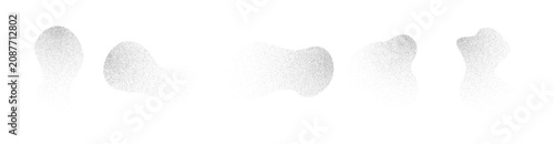 Abstract grainy gradient fluid shapes set. Black liquid stippled object set. Gradient grain dot shadow with noise effect on white background. Trendy noise texture organic elements ...
