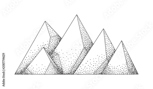 Φωτογραφία Stylized mountain range with stippled shading and sharp geometric peaks