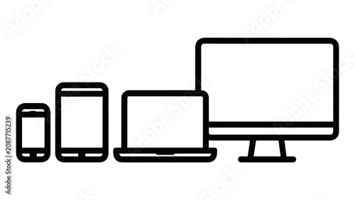 Responsive device icons representing mobile tablet laptop and desktop technology