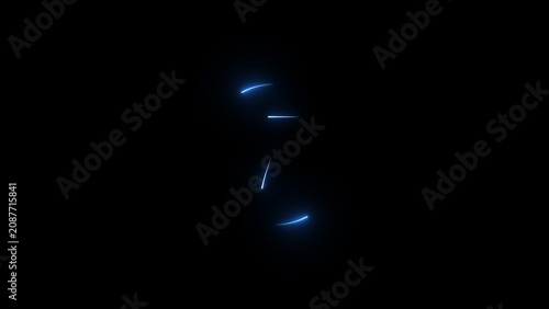 Slika na platnu Several thin, glowing blue neon lines and arcs are scattered across a completely