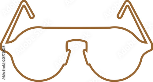 Φωτογραφία Glasses with a classic brown frame appear as a refined line drawing on a pristine white background