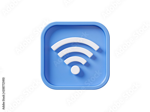 3d wifi icon representing wireless network connection, isolated on transparent background