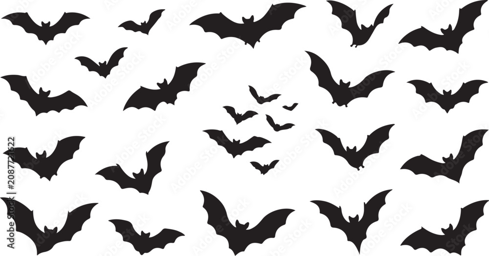 Fototapeta premium Spooky halloween bats silhouette collection perfect for october 31st decorations party supplies and graphic design