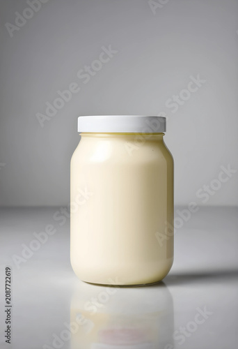 Jar of mayonnaise on neutra...