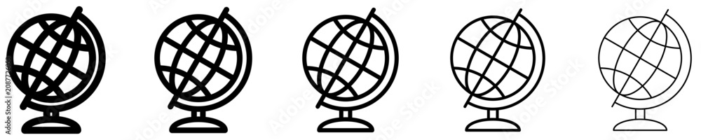 Obraz premium World globe line icon for geography and travel. Vector illustration.