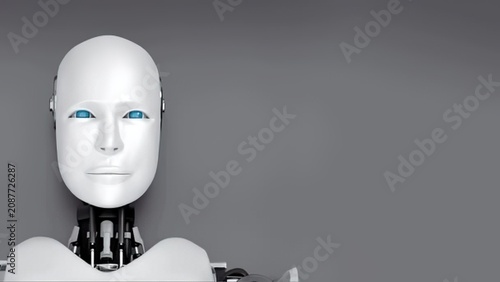 Φωτογραφία Close-up of humanoid robot with white face and blue eyes
