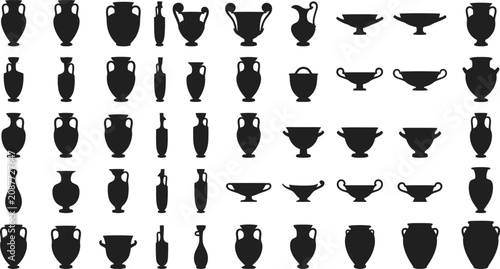 Ancient Greek Pottery and Vase Icon Set