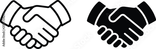 Handshake Agreement Icon Set in Outline and Solid Style