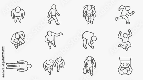 Foto Dynamic Black and White Line Drawing Set of Various Human Action and Interaction