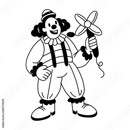 Cuadro en lienzo A hand drawn style illustration of a circus clown