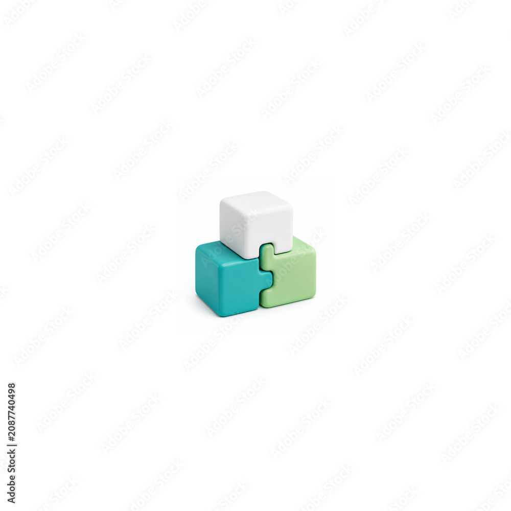 Obraz premium Modular Design Blocks 3D Icon on White Background