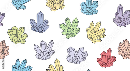 Fotografía Colorful Crystal Cluster Seamless Pattern