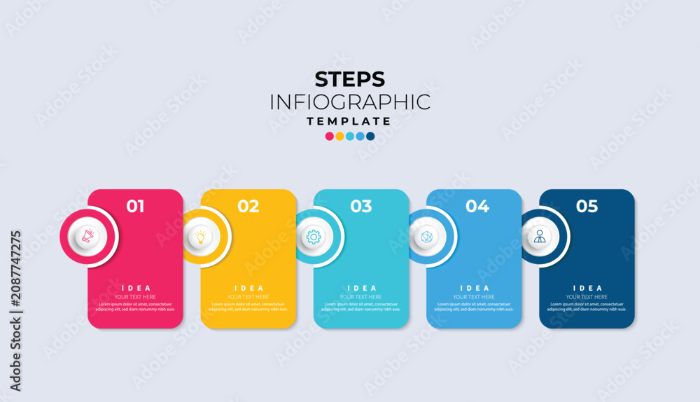 Obraz premium Modern minimalist elegant clean circular steps editable infographic design template