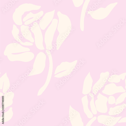 Floral rose garden textile pattern design in light pink for fashion and home textiles