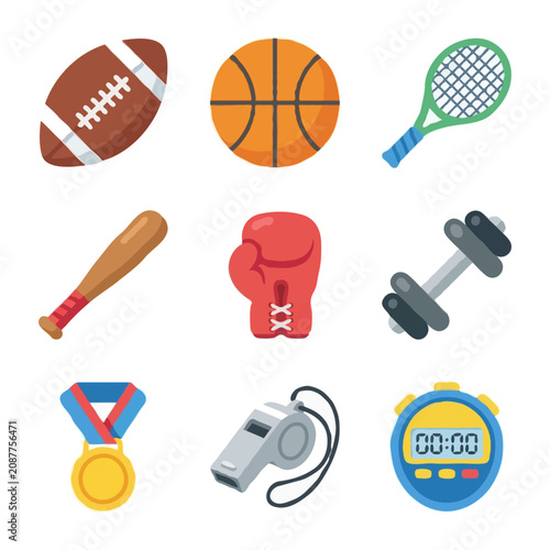 Sports equipment icons collection