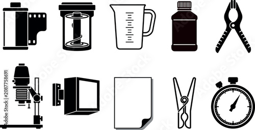 Obraz na plátně Analog Film Photo Development Darkroom Equipment and Processing Laboratory Tools
