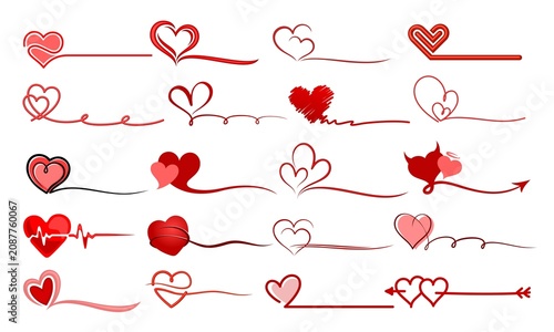 A set of stylized hearts symbols.