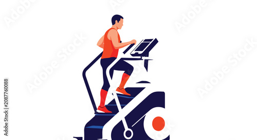 Man exercising on a stair climbing machine in a gym