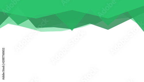 Green geometric abstract border PNG - layered low poly triangles, mountain landscape shape. Modern minimalist digital design, clean graphic. For web, banner, header, background.