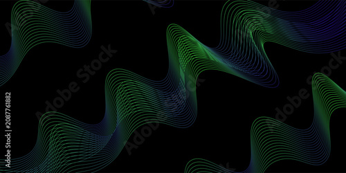 Dark background with Blue Green wave lines. Flowing waves design Abstract digital equalizer sound wave. Blue Line Vector illustration for tech futuristic innovation concept background Graphic design
