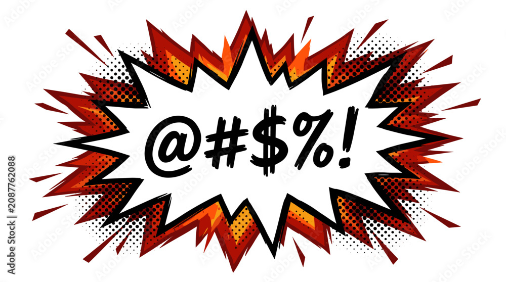 Photography Cursing comic explosion with symbols.