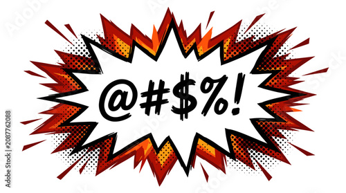 Canvas Print Cursing comic explosion with symbols.