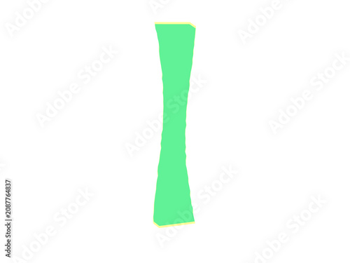 Obraz na płótnie A vibrant green concave lens shape featuring a bright yellow outline border