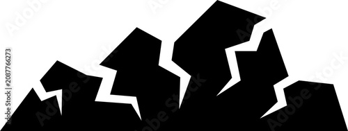 Tableau sur toile Large set of black crack silhouettes showing broken ground, shattered surfaces, and damaged earth effects in a minimalist graphic vector illustration style for destruction concepts