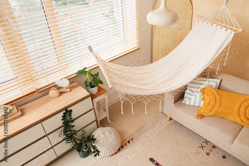 Cozy living room with hammo...