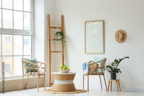 Bright modern living room w...