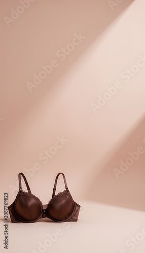 Elegant Brown Bra on Soft Background with Subtle Lighting Effects