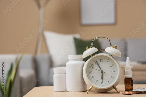 Alarm clock, nasal drops an...