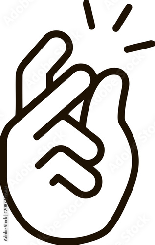 Simple line art icon of a hand snapping fingers with expression communication pictogram isolated minimalist movement interface branding fingertip
