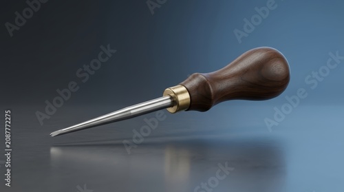 Brad awl 3D render pilot hole tool designed for woodworking preparation fastener placement and craftsmanship applications