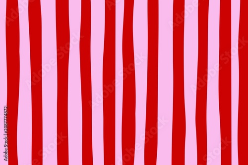 Quadro su tela Vertical wavy stripes alternate between red and pink across the image