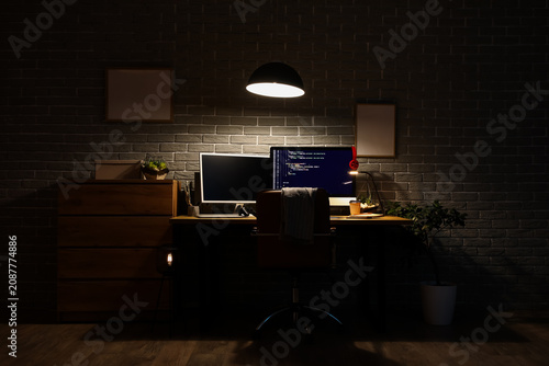 Interior of dark programmer...
