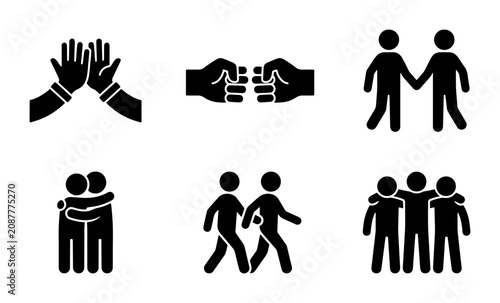 Konstfotografi Friendship Icons, Teamwork Symbols, People Connection Graphics, Social Interacti