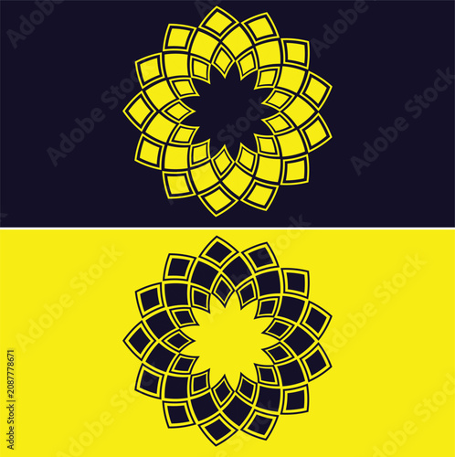 Golden Geometric Floral Mandala Vector Logo