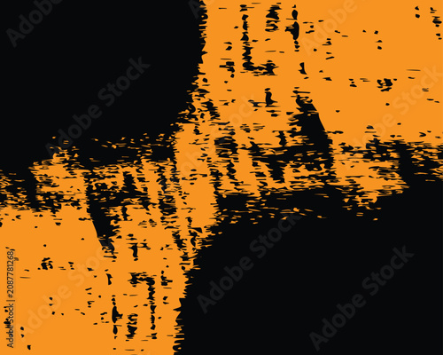 Abstract Black and Orange Grunge Background with Distressed Textured Halftone Patterns
