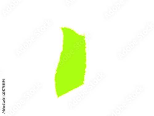 Vibrant lime green leaf fragment with a rough and jagged torn edge texture
