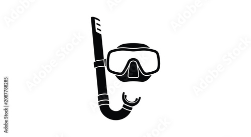 Photos Snorkel Mask And Mouthpiece Silhouette On A White Background snorkeling diving