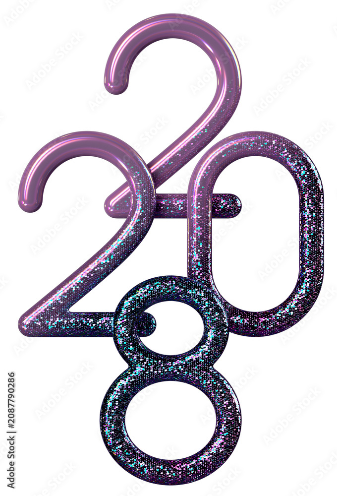 Fototapeta premium 3D Purple Glitter 2028 New Year Numbers
