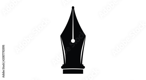 Quadro su tela Black fountain pen nib silhouette against a white background silhouette writing