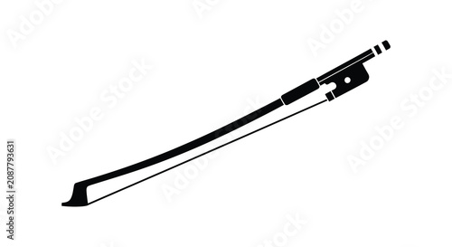 Photography Violin bow with horsehair and wooden stick black and white silhouette