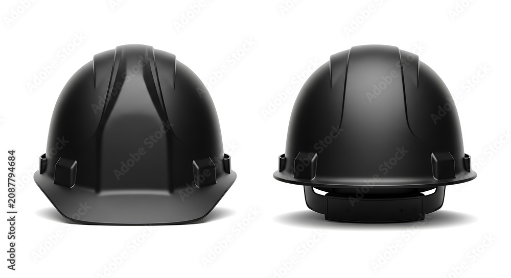 Fototapeta premium mockup of a black color hard hat helmet